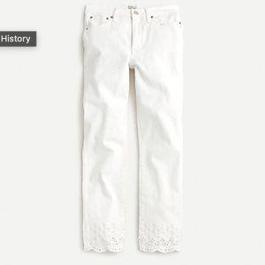NWT J Crew Sz 29 White Vintage Straight Eyelet Denim Jeans